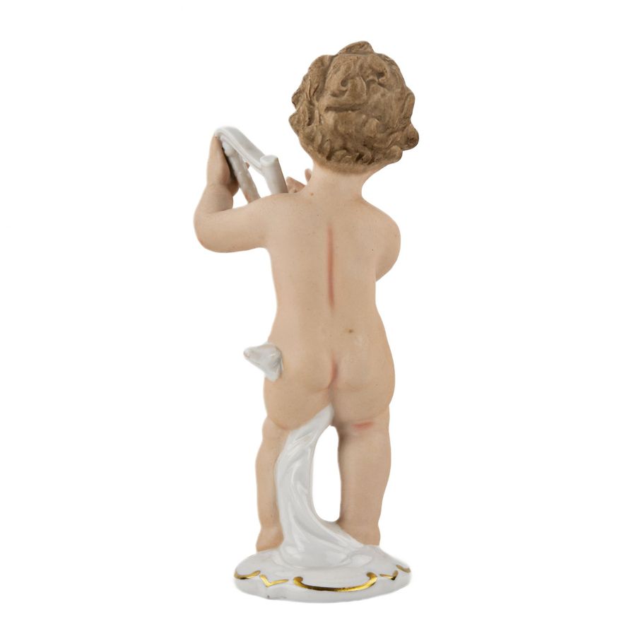 Antique Porcelain figurine Boy with a lyre, Wallendorf, Germany, mid-twentieth century