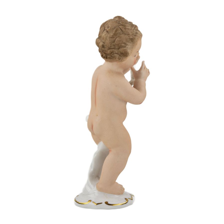 Antique Porcelain figurine Boy with a lyre, Wallendorf, Germany, mid-twentieth century