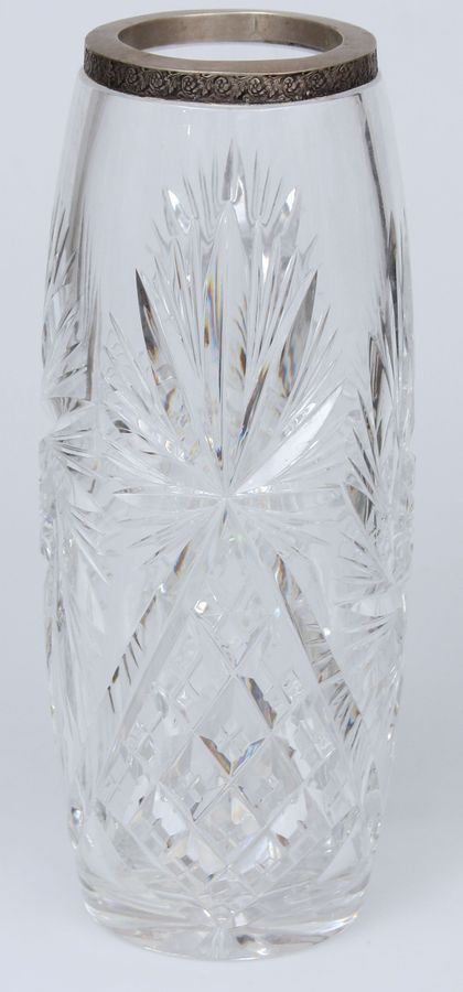 Antique Crystal vase with silver finish