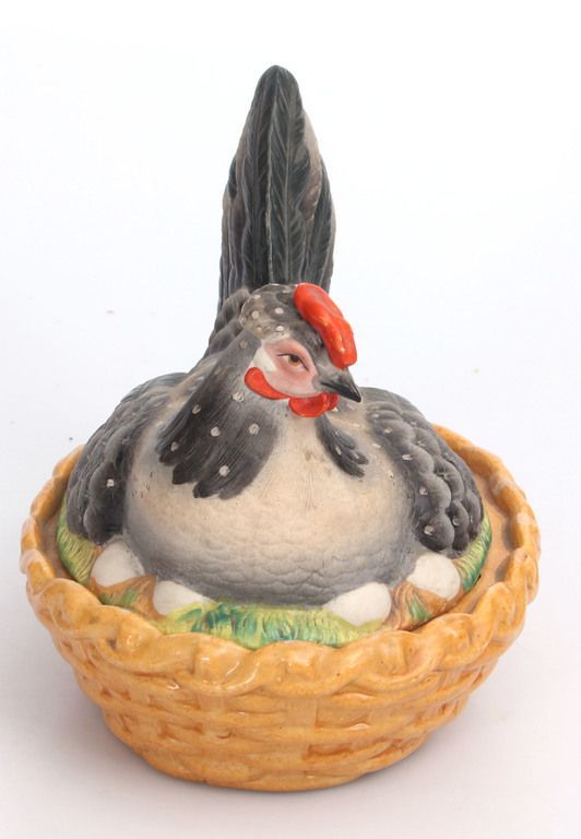 Antique Porcelain egg dish Chicken