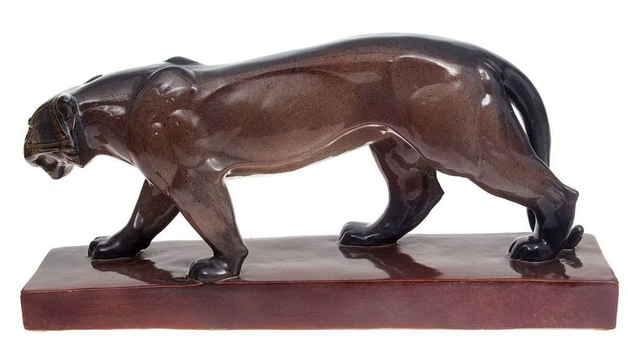 Antique Art deco style ceramic figurine  Panther