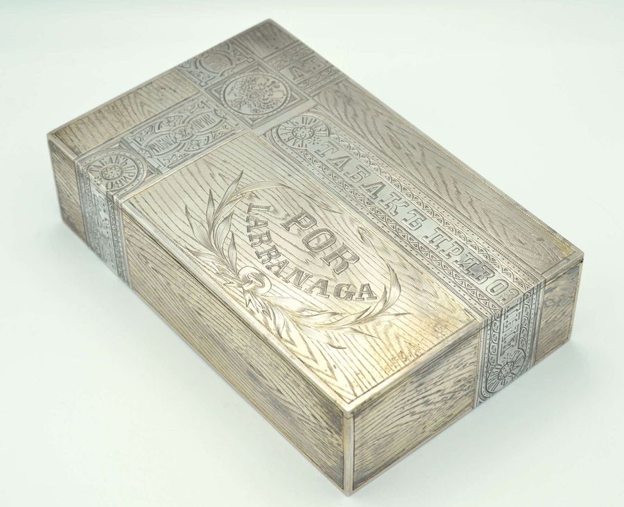 Antique Silver tobacco chest