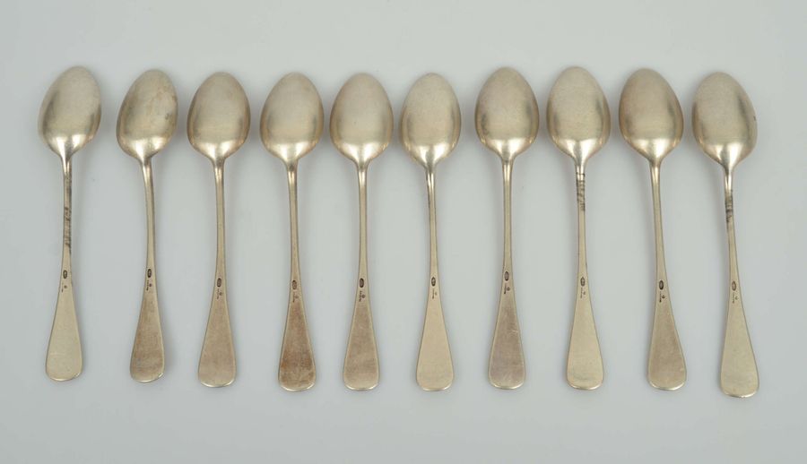 Antique Russian Karl Faberge silver teaspoons 10 pcs.