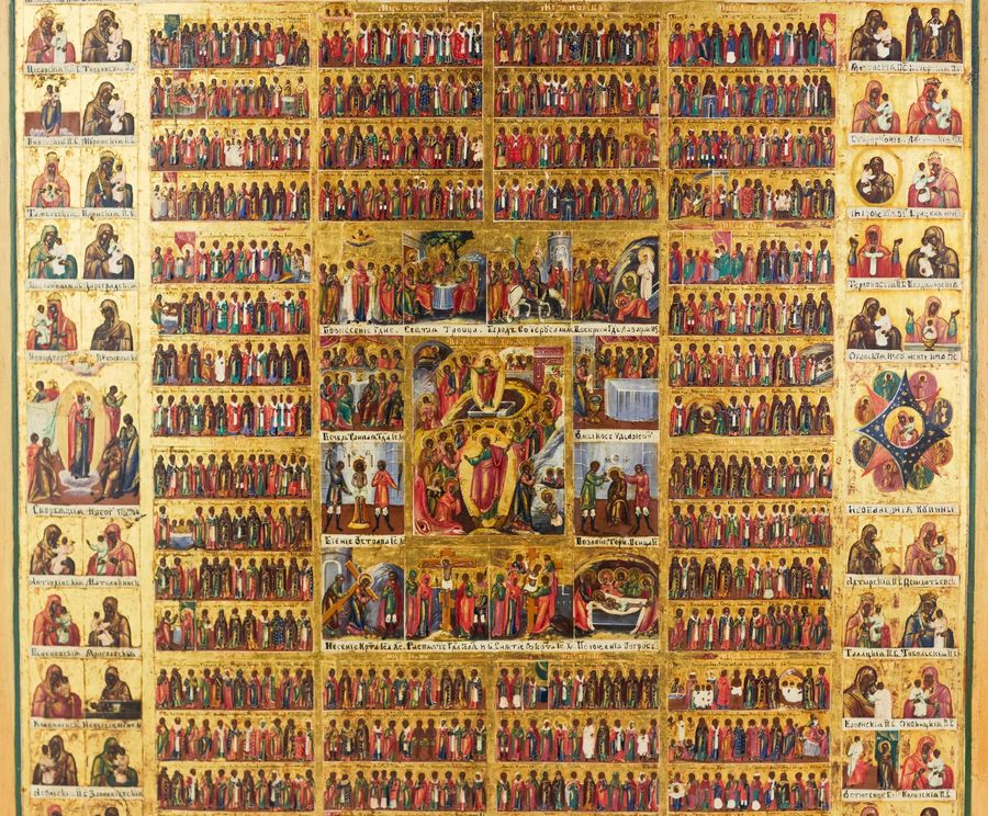 Antique Magnificent holidays with an annual menaion and a two-row cycle of Theotokos icons. 19th century.