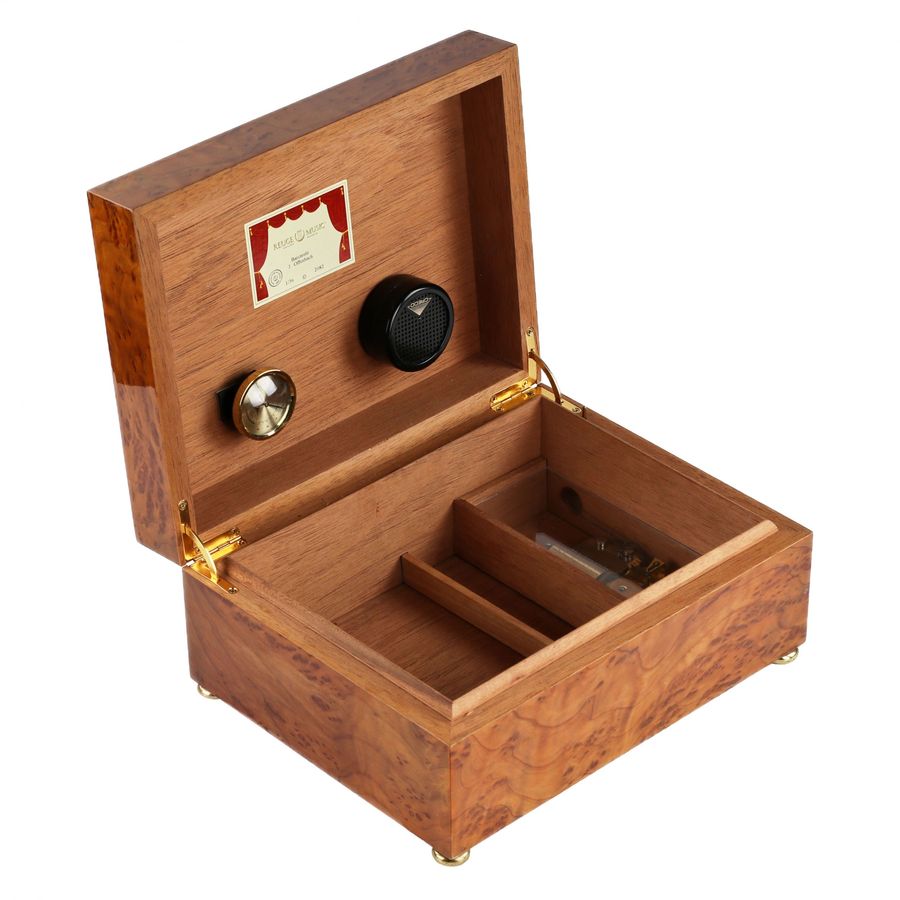 Antique Humidor with musical mechanism by Reuge Music.