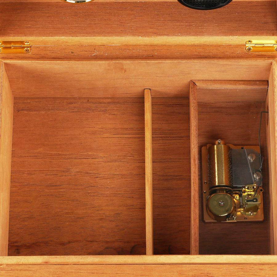 Antique Humidor with musical mechanism by Reuge Music.