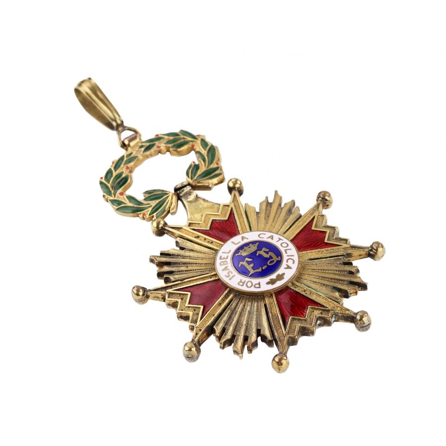 Antique Badge of the Spanish Order of Isabella the Catholic, second class.