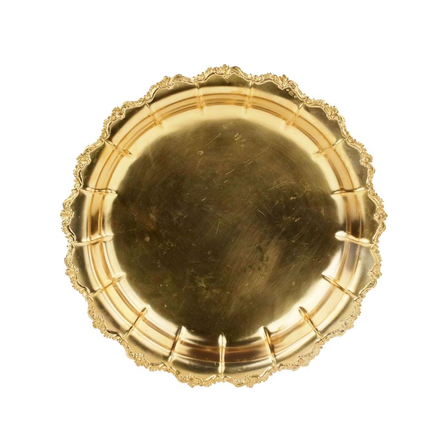 Antique Silver and gilded dish on three legs, in the style of historicism. Latvia 1930s.