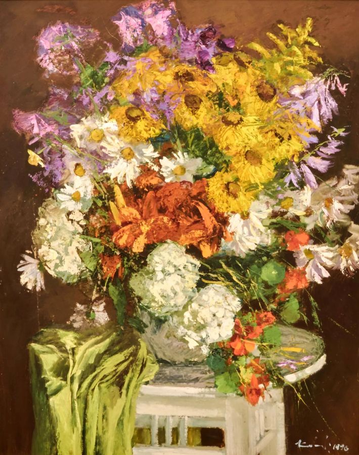 Antique Still life autumn flowers. Janis KALNMALIS