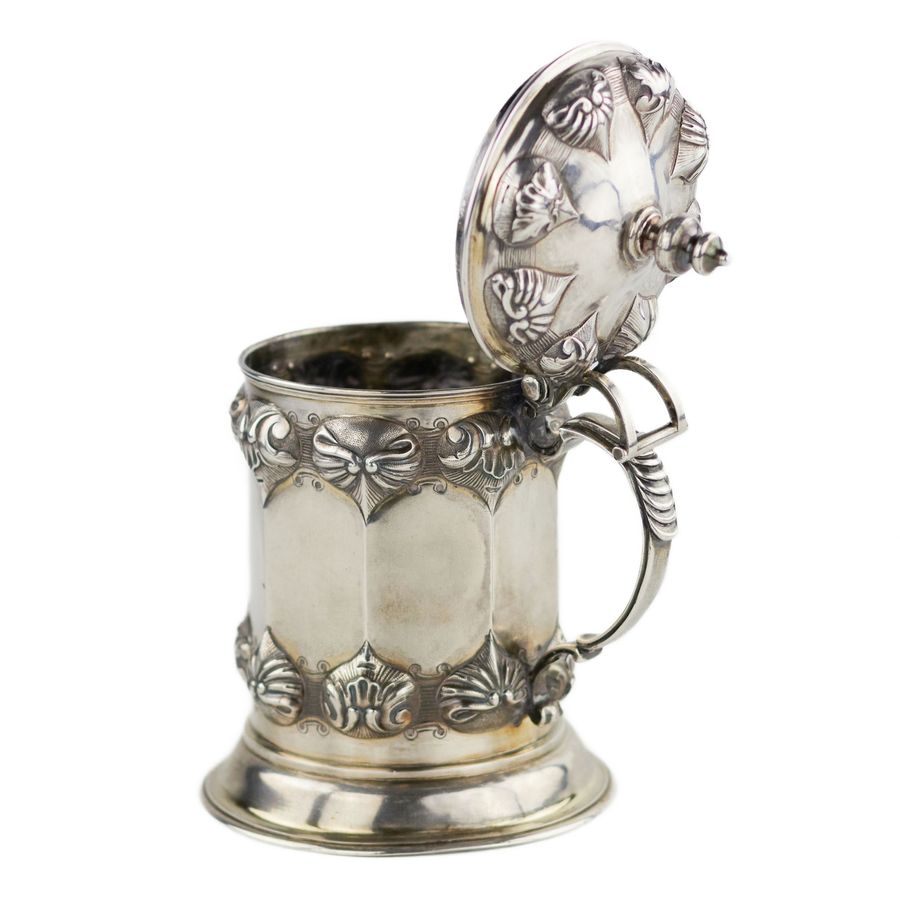 Antique I. Nordberg. Russian, silver mug in the style of Roman-Gothic historicism. Petersburg. 1839