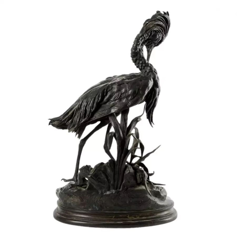 Antique Bronze figure of a Heron. JULES MOIGNIEZ (1835-1894).