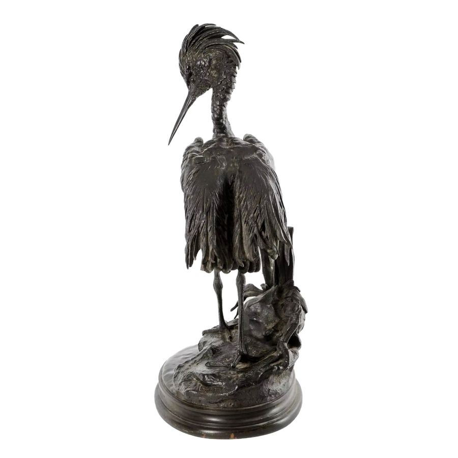 Antique Bronze figure of a Heron. JULES MOIGNIEZ (1835-1894).