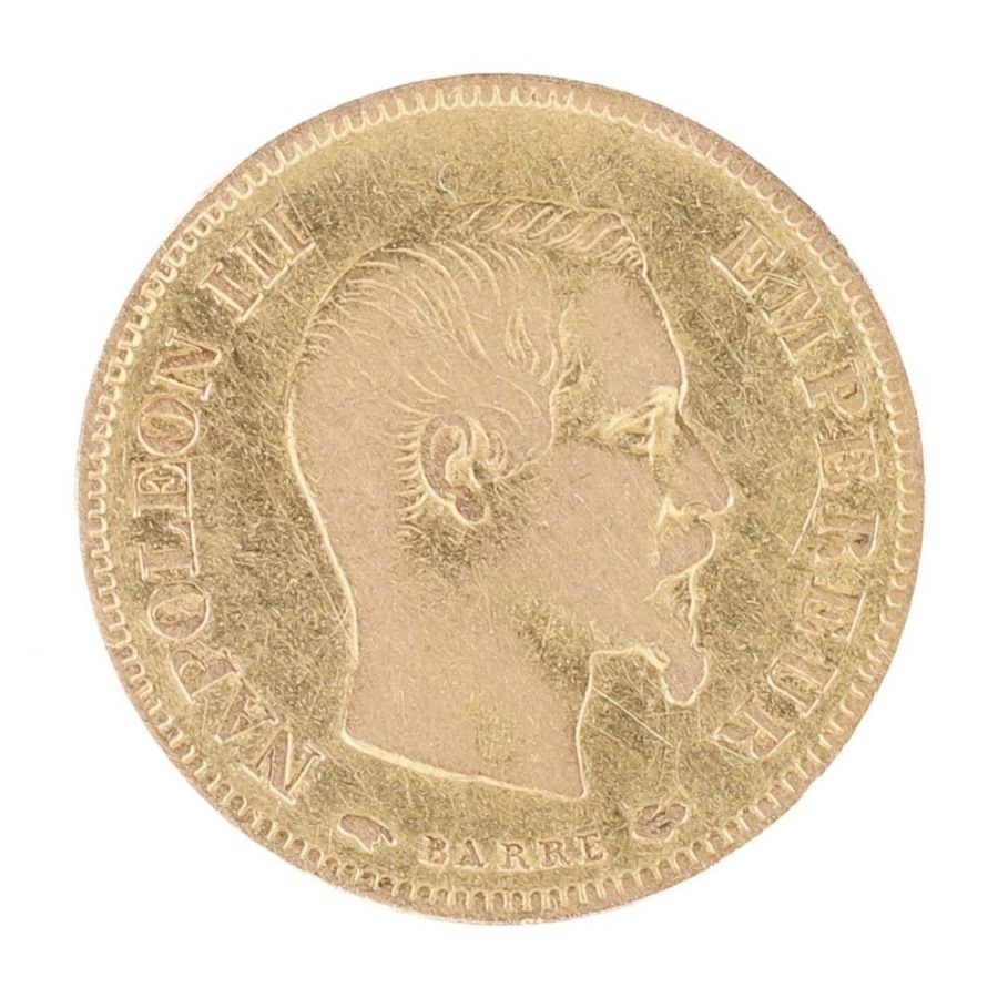 Antique Gold coin 10 francs. France, 1856.