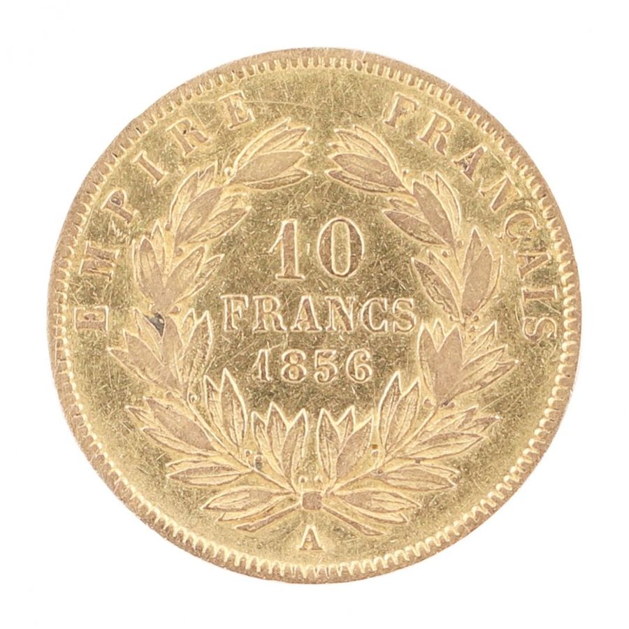 Antique Gold coin 10 francs. France, 1856.