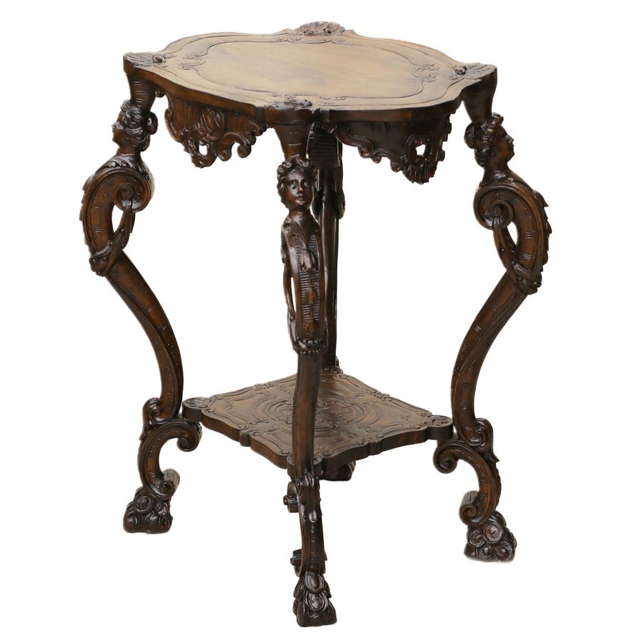 Antique Carved wooden table in neo-Rococo style from the turn of the 19th century.