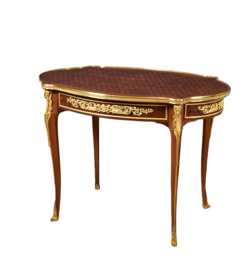 Antique Oval coffee table in Louis XVI style, model Adam Weisweiler. France 19th century