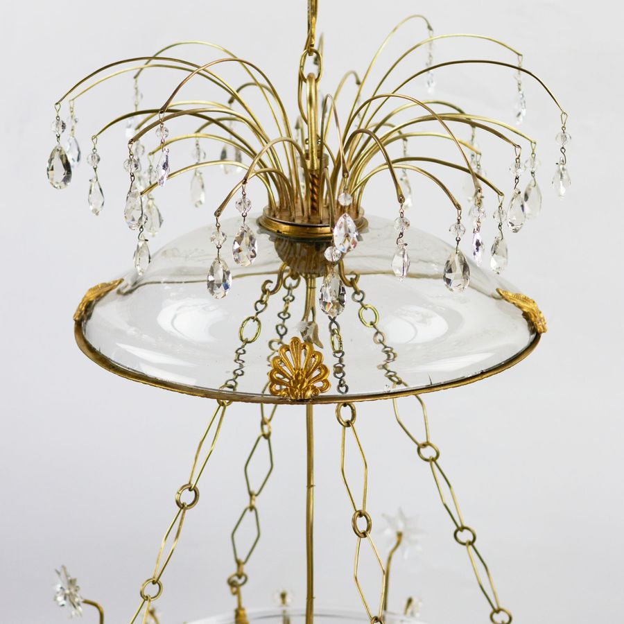 Antique Russian Crystal & Ormolu Mounted Two-Light Lantern Chandelier.Russia, early 19th century.