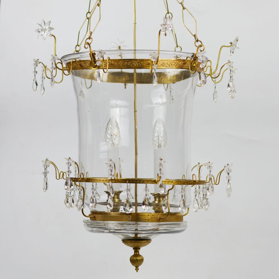 Antique Russian Crystal & Ormolu Mounted Two-Light Lantern Chandelier.Russia, early 19th century.