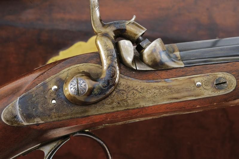 Antique A pair of dueling pistols from the court gunsmith of Nicholas I - Bertrand. Saint Petersburg. Mid-19th century.