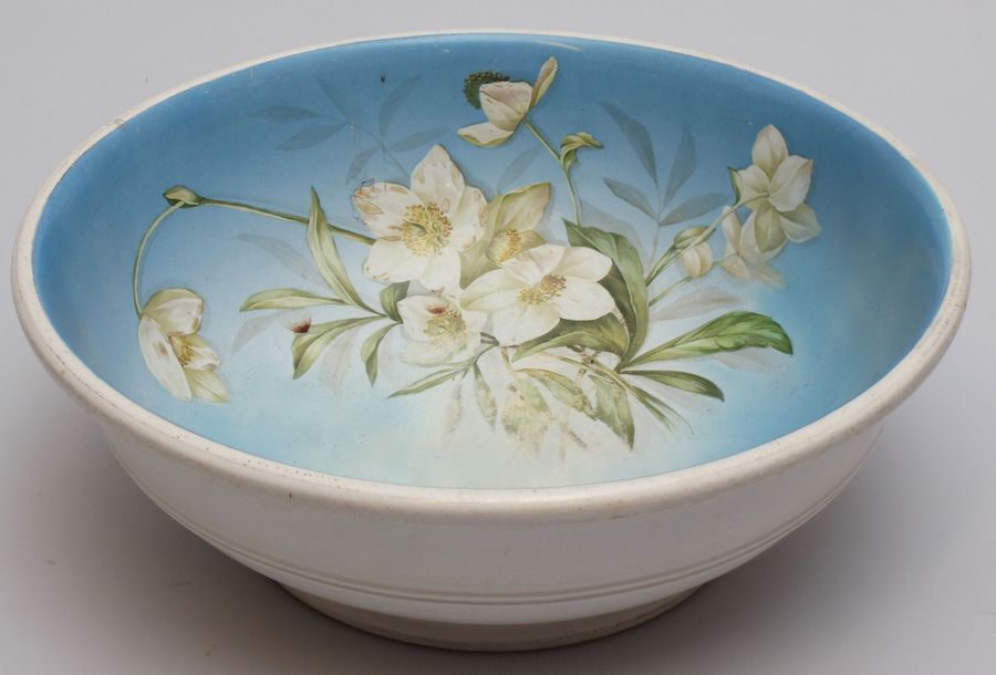 Antique Large porcelain bowl with flowers