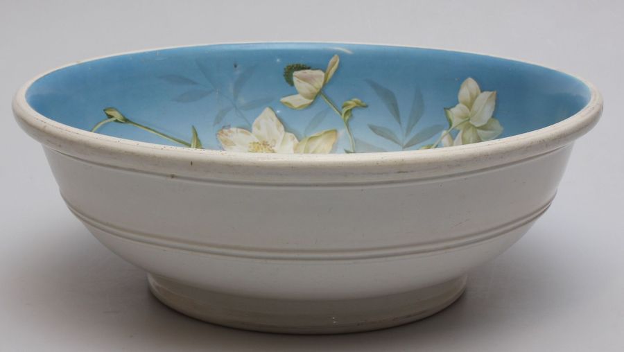 Antique Large porcelain bowl with flowers