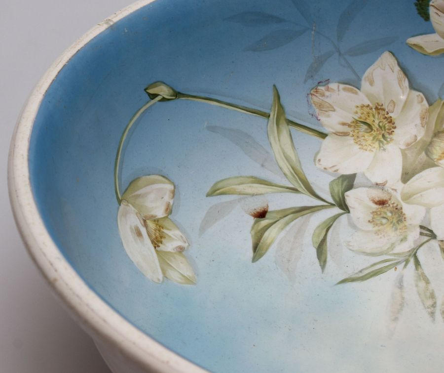 Antique Large porcelain bowl with flowers