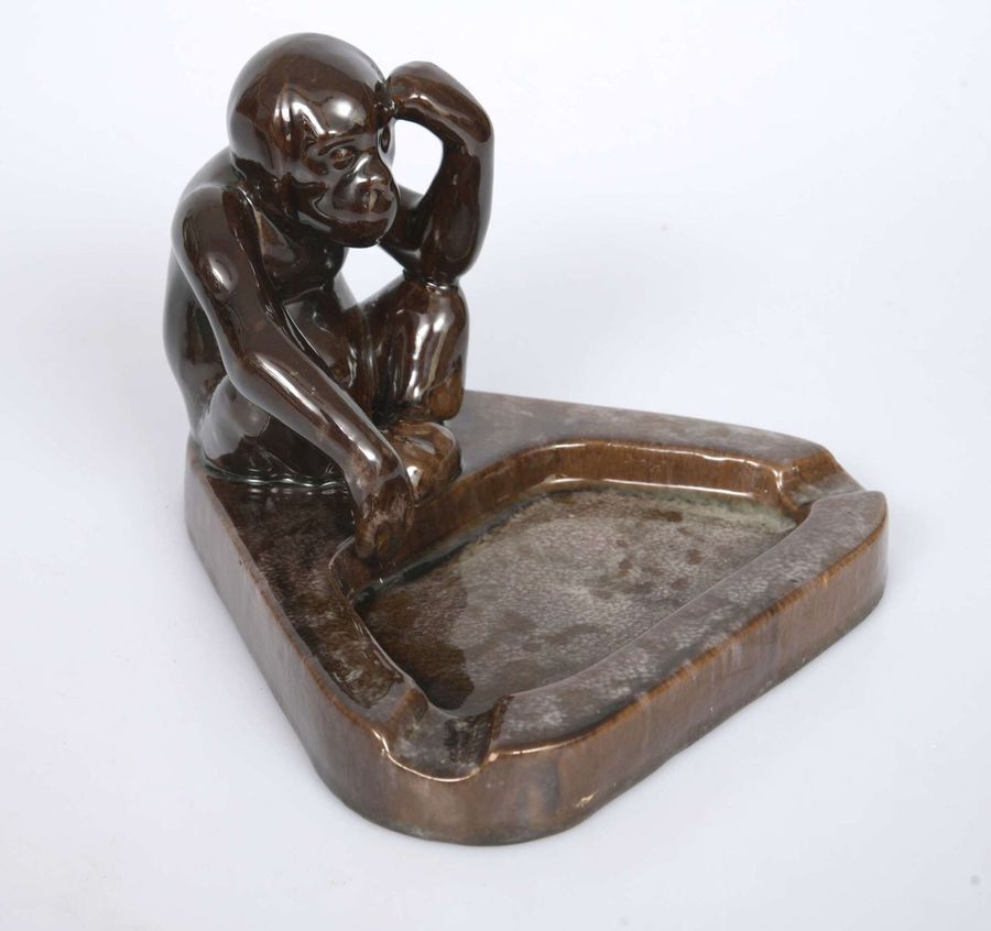 Antique Ceramic ashtray Monkey