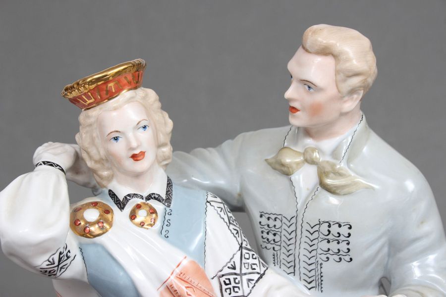 Antique Porcelain figure National son with national daughter