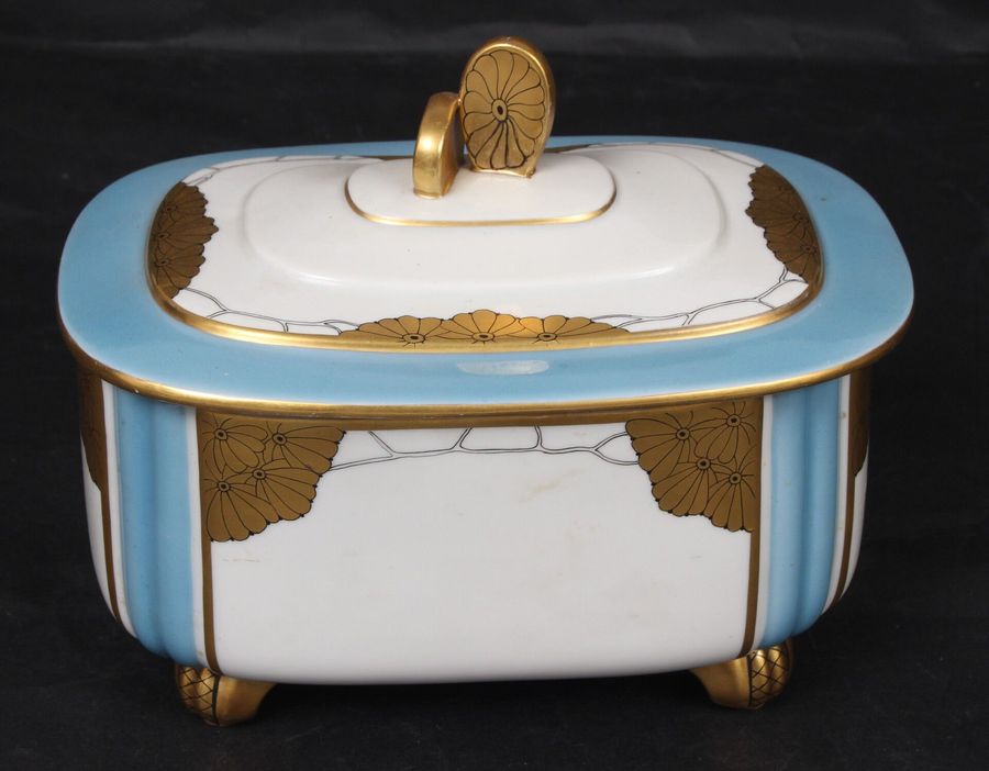 Antique Kuznetsov porcelain casket with gilding