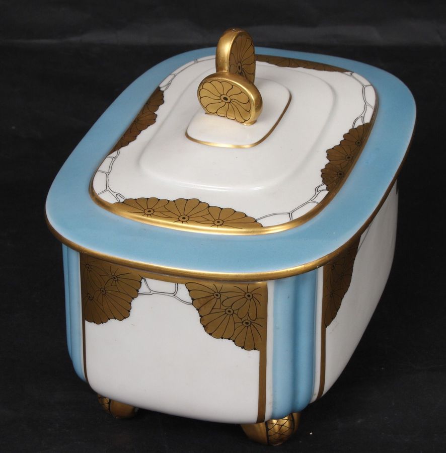 Antique Kuznetsov porcelain casket with gilding