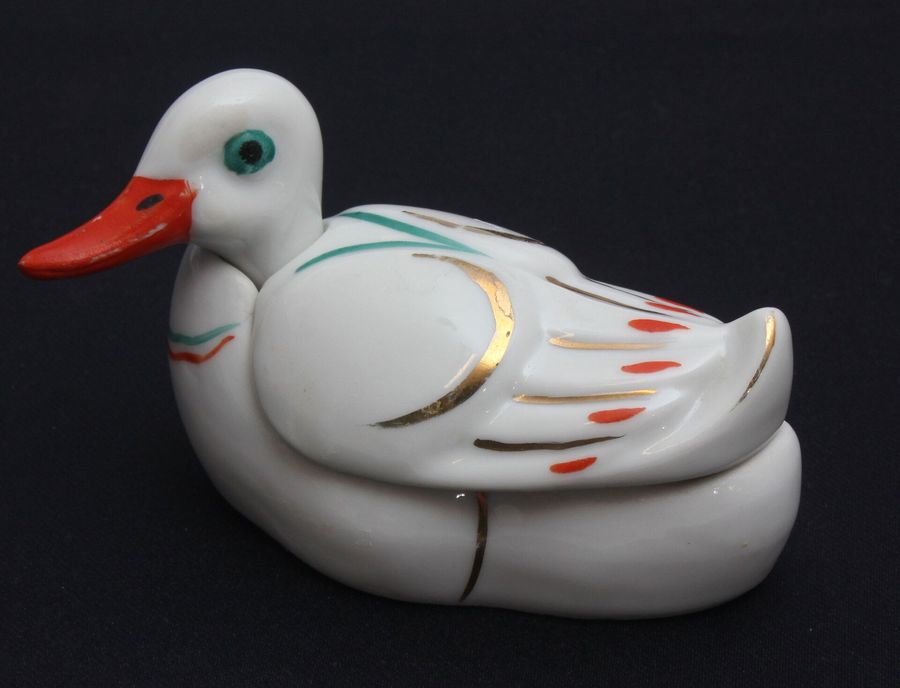 Antique Porcelain mustard utensil Duck