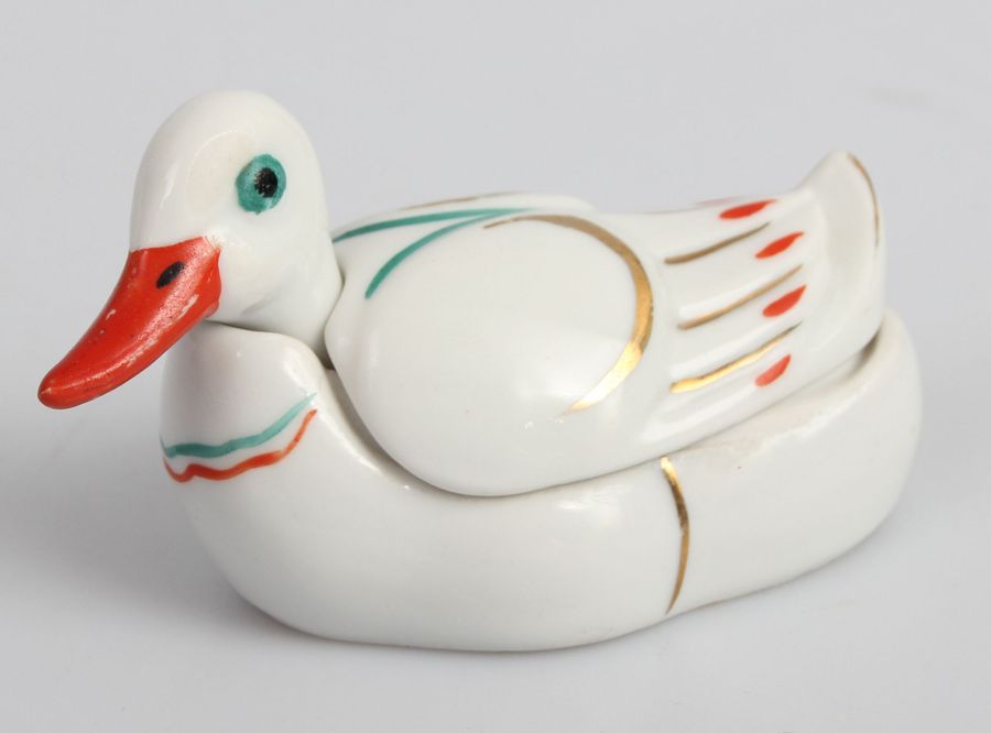 Antique Porcelain mustard utensil Duck