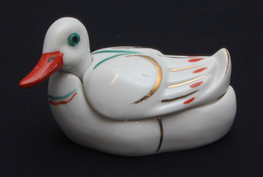 Antique Porcelain mustard utensil Duck