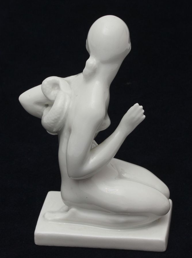 Antique Porcelain figurine Girl with a fish