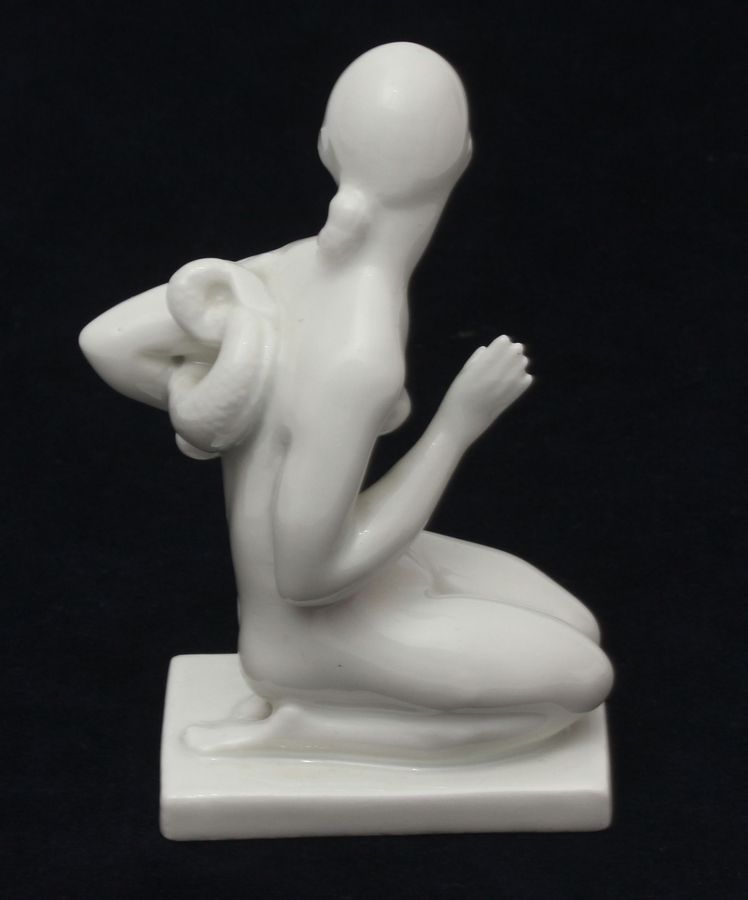 Antique Porcelain figurine Girl with a fish