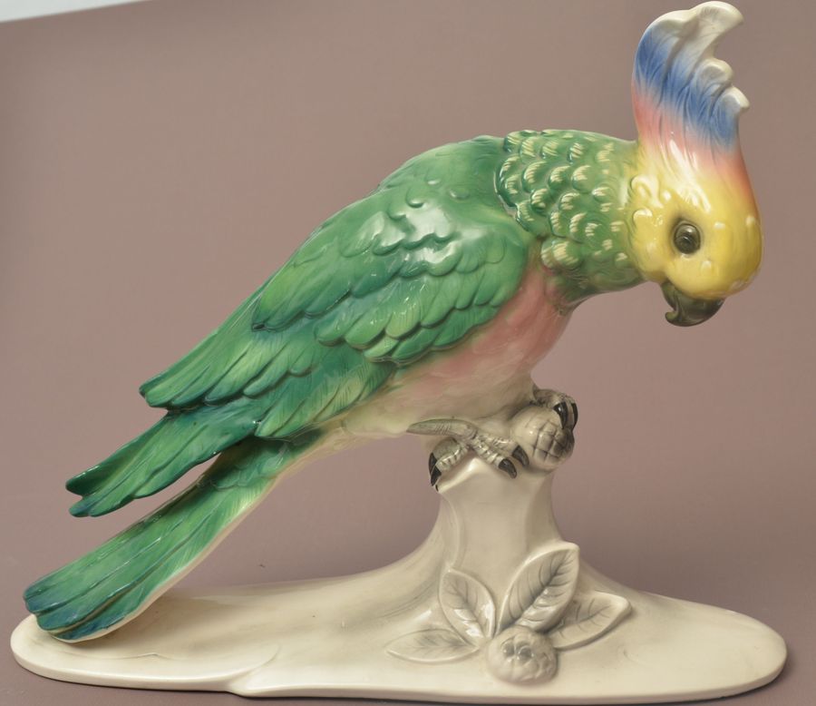 Antique Faience figure Parrot