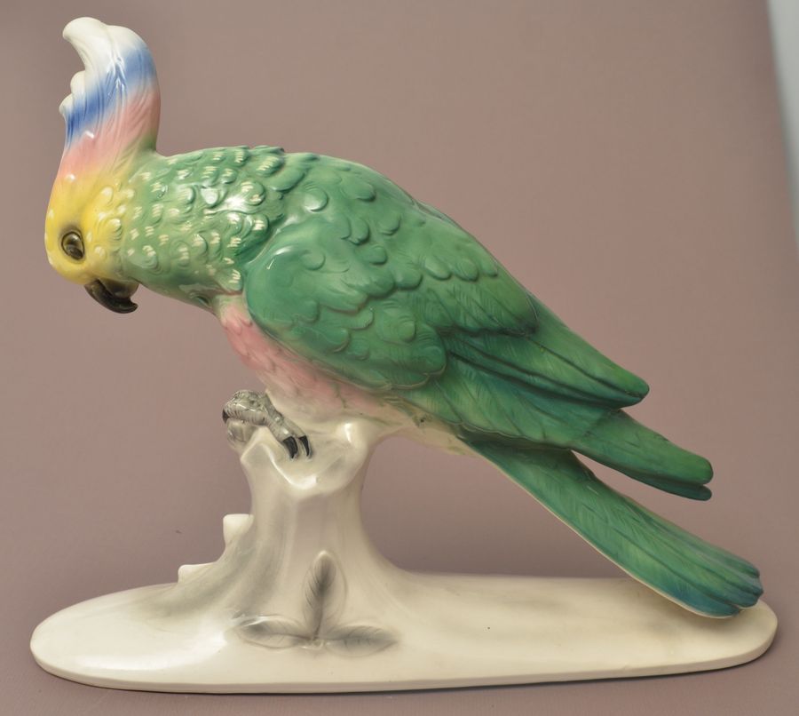 Antique Faience figure Parrot