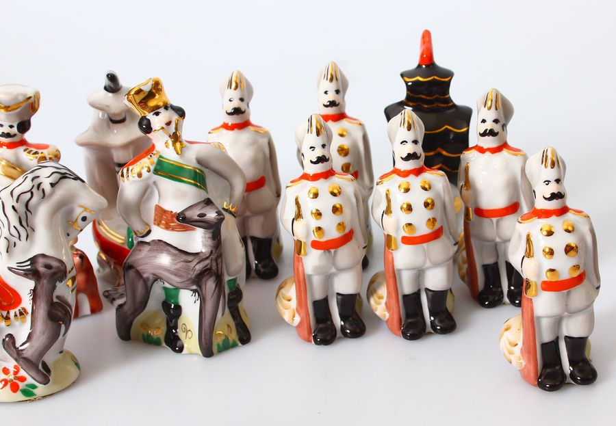 Antique Porcelain chess pieces 32 pcs