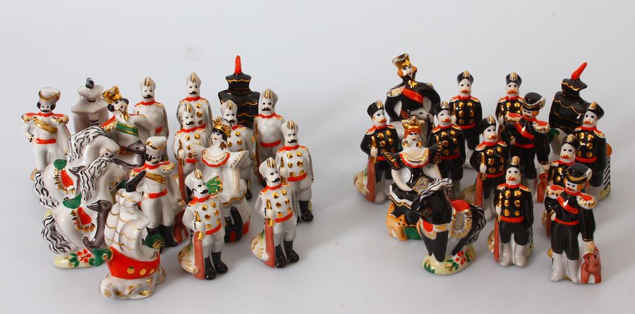 Antique Porcelain chess pieces 32 pcs