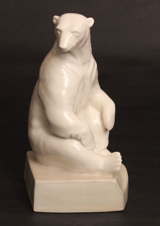 Antique Porcelain book holder White Bear