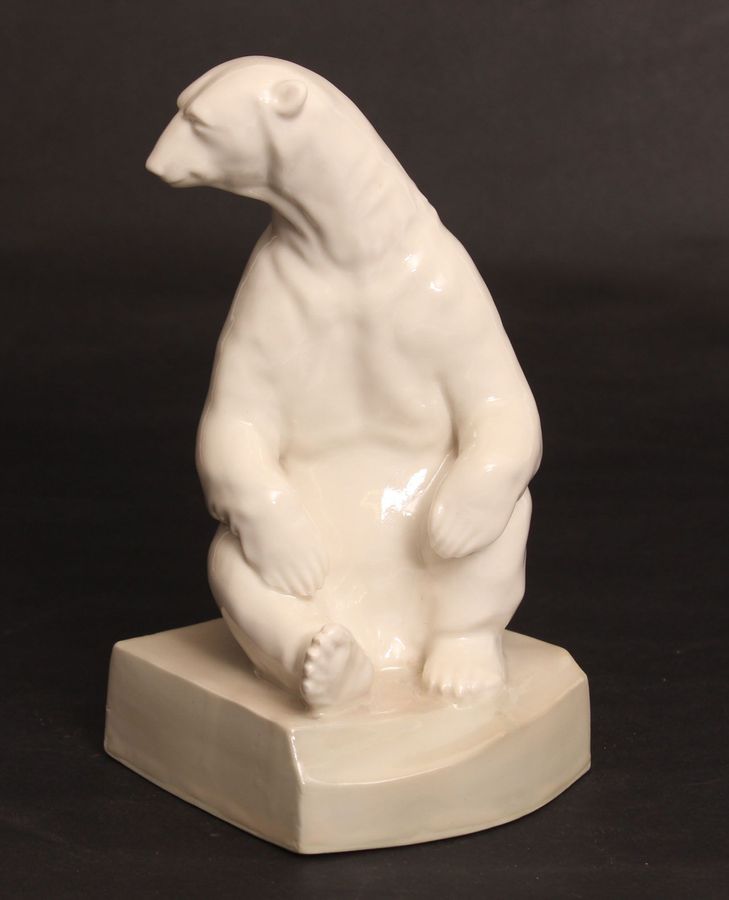 Antique Porcelain book holder White Bear