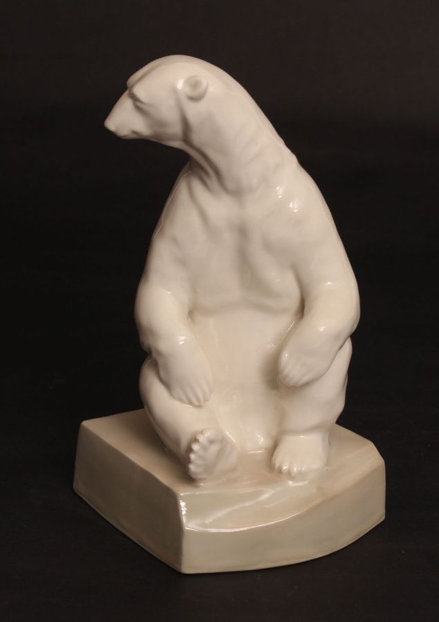 Antique Porcelain book holder White Bear