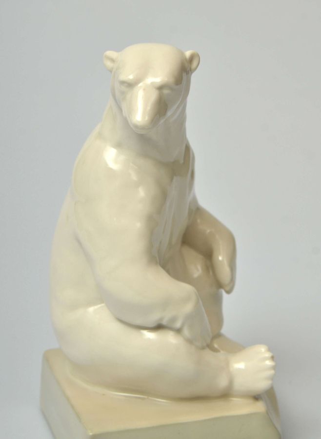 Antique Porcelain book holder White Bear