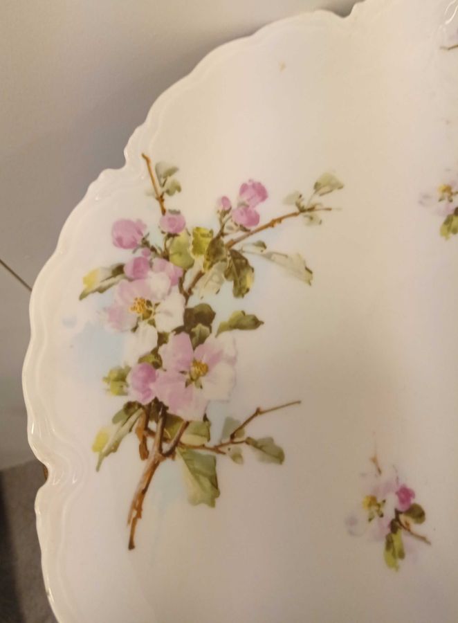 Antique Porcelain plate Pink flowers