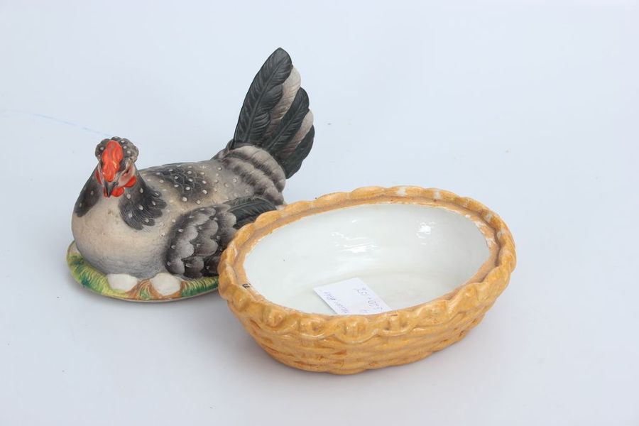 Antique Porcelain egg dish Chicken