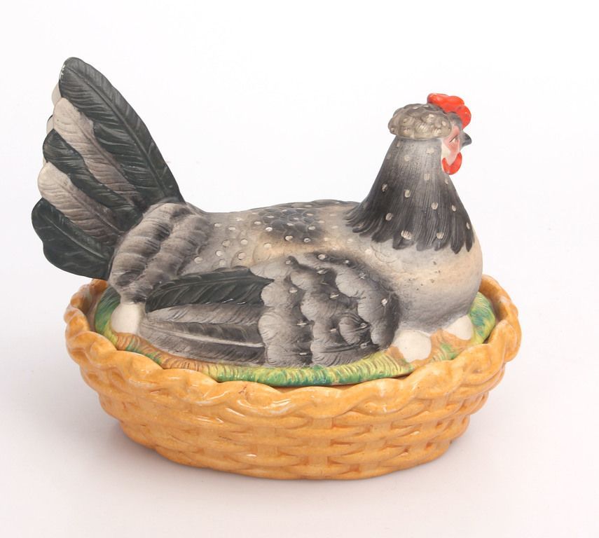 Antique Porcelain egg dish Chicken