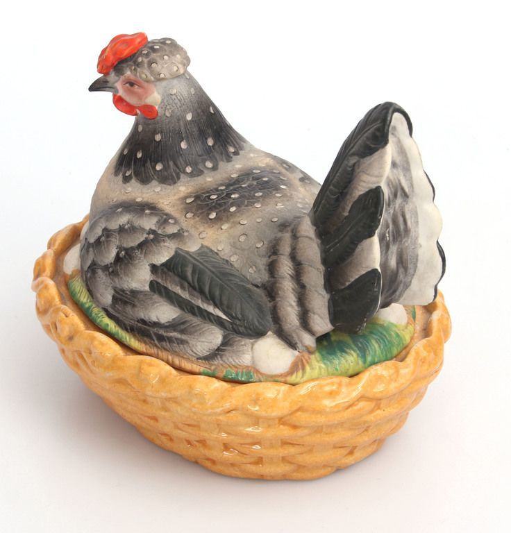 Antique Porcelain egg dish Chicken