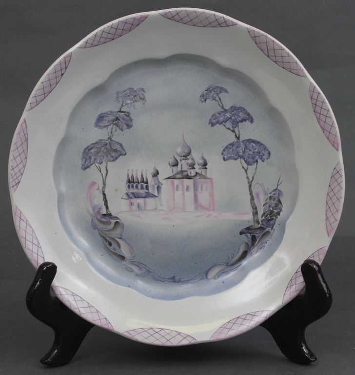 Antique Porcelain plate with church view