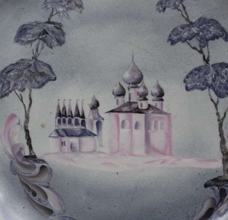 Antique Porcelain plate with church view