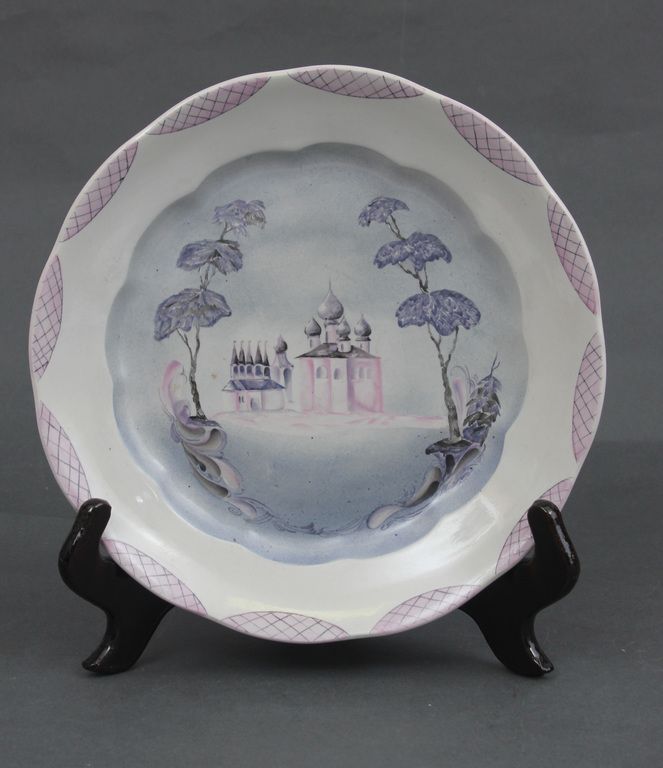 Antique Porcelain plate with church view